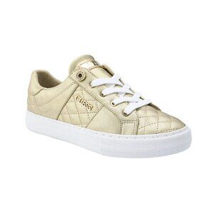 Guess Gold Quilted Sneakers with White Laces
